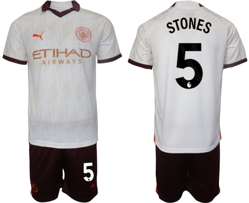 Men 2023-2024 Club Manchester City away white #5 Soccer Jersey->manchester city jersey->Soccer Club Jersey